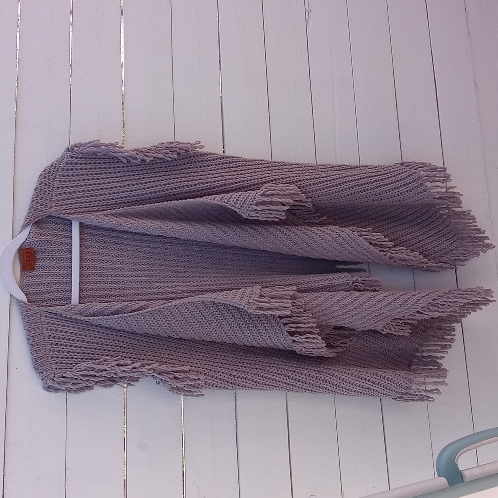 Pol M knit one size Light Gray Fringed Super Soft Sweater Vest